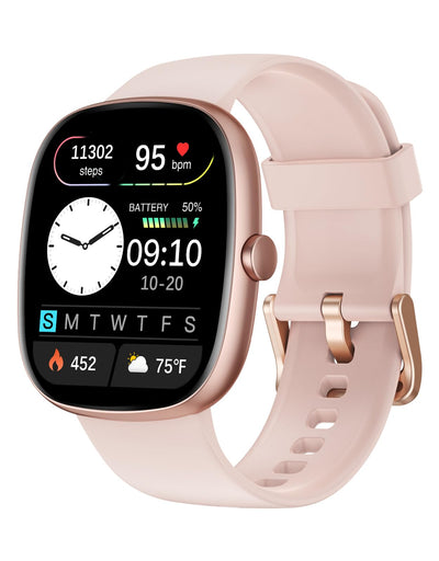 Fitness Tracker 2025 Ver. (Answer/Make Calls), 1.85" Smart Watch Fitness Watches for Women Men with 24/7 Heart Rate Blood Oxygen Monitor Sleep Tracker 100+ Sport Modes IP68 Waterproof (Pink)