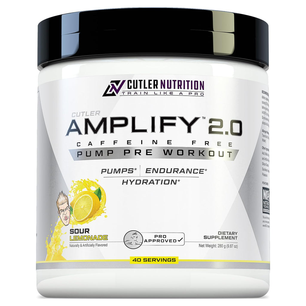 Cutler Nutrition Amplify Pump Pre Workout Caffeine Free Nitric Oxide Booster containing Arginine and Citrulline Pre-Workout for Maximum Pumps Sour Lemonade Flavor