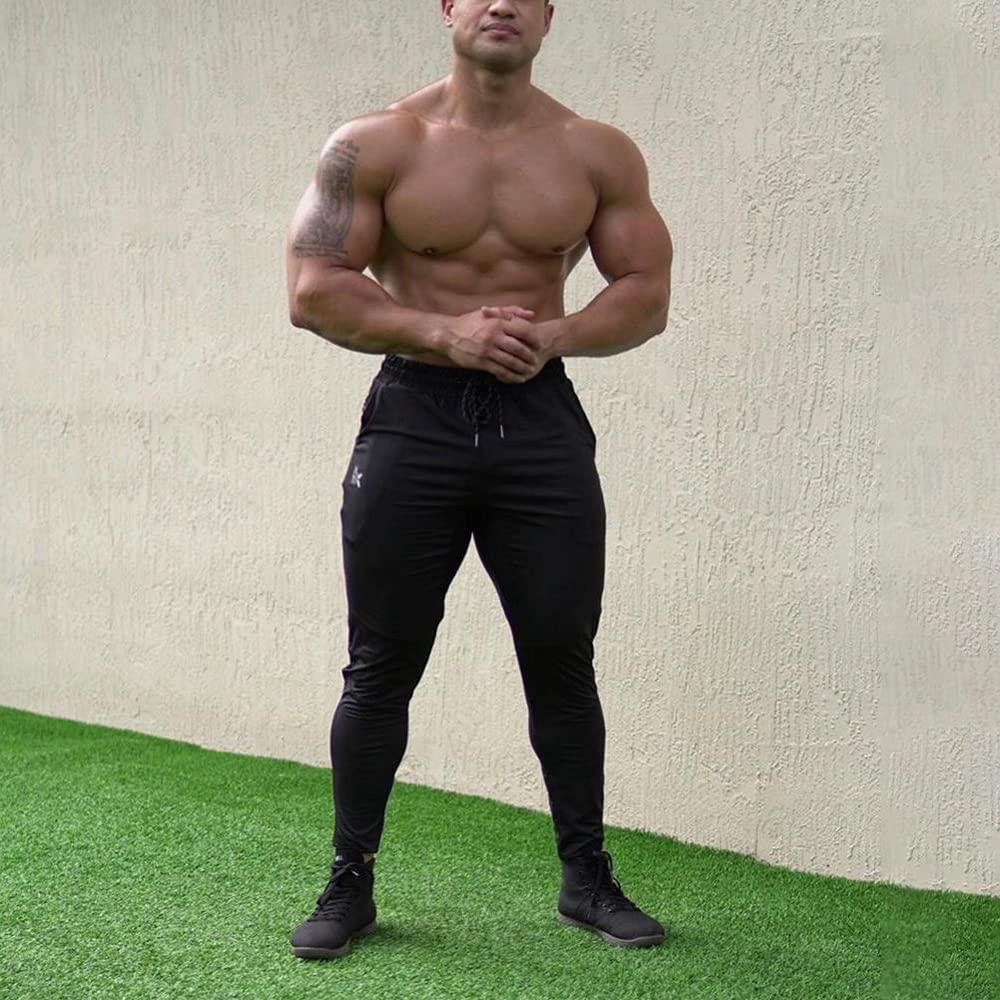 BROKIG Mens Lightweight Gym Jogger Pants,Men's Workout Sweatpants with Zip Pocket