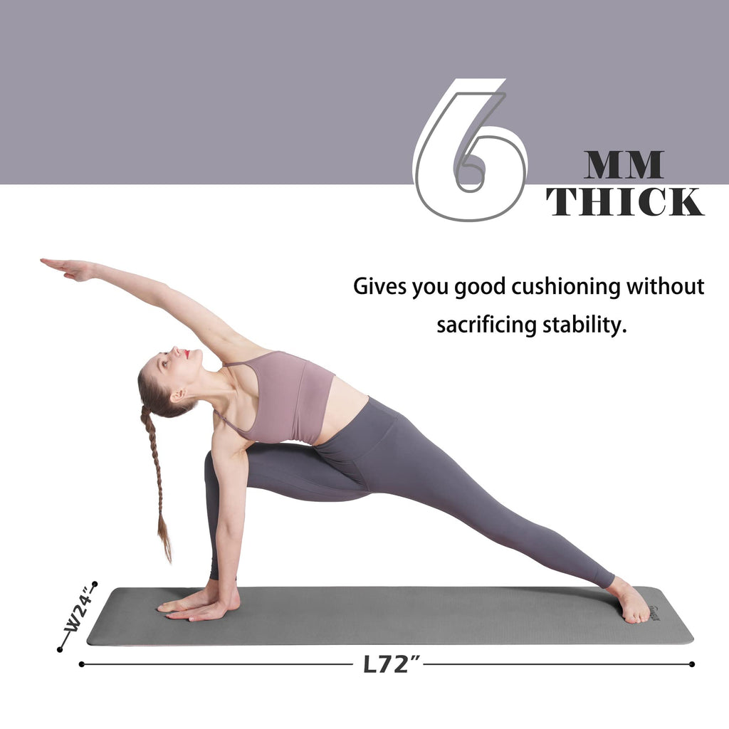 Yoga Mat Non Slip, Pilates Fitness Mats, Eco Friendly, Anti-Tear 1/4" Thick Yoga Mats for Women, Exercise Mats for Home Workout with Carrying Sling and Storage Bag