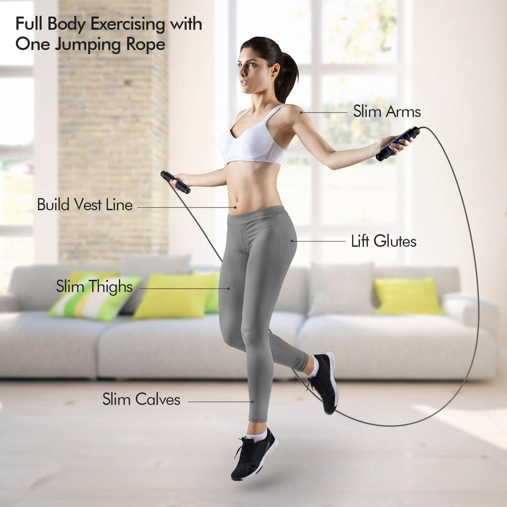 Jump Rope, Tangle-Free Rapid Speed Jumping Rope Cable with Ball Bearings for Women, Men, and Kids, Adjustable Steel Jump Rope with Foam Handles for Home Gym Exercise Fitness Workout Equipment & Slim Body