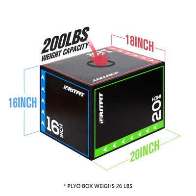 RitFit 3 in 1 Extra Firm Soft Plyo Box Foam Plyometric Box-30”x24”x20”-20"x18"x16" Heavy Duty High Density Foam Jumping Box 3 Sizes with PVC Cover,Platform for Home Gym Fitness, 440lb Weight Capacity
