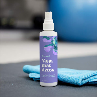 ASUTRA Yoga Mat Cleaner Spray (Energizing Peppermint), 4 fl oz - No Slippery Residue, Organic Essential Oils, Deep-Cleansing for Fitness Gear & Gym Equipment, Microfiber Towel Included