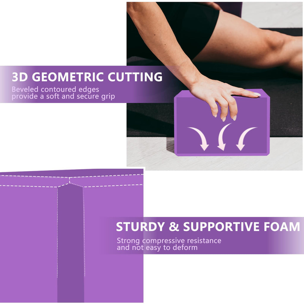 9"x6"x3" Yoga Blocks, Soft Non-Slip Surface Premium Foam Blocks, Supportive, Lightweight, Odor Resistant, Yoga Accessories for Pilates Meditation General Fitness Stretching Toning