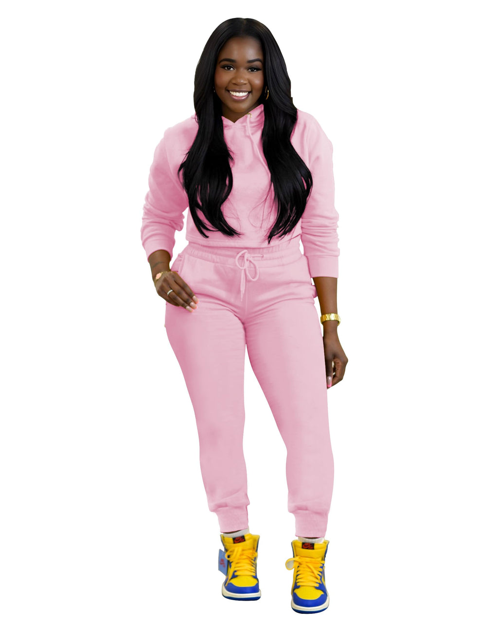 TOPSRANI Womens Two Piece Outfits Bodycon Tracksuit Sweatsuits Hoodie Solid Jogger Biker Workout Lounge Long Sleeve Pant Sets