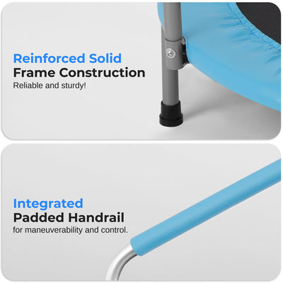 SereneLife 36/40" Foldable Mini Trampoline - Compact Fitness Trampoline for Kids Adults, Exercise Rebounder with Foam Handle, Indoor/Garden Workout Equipment, Max Load 150/220 lbs