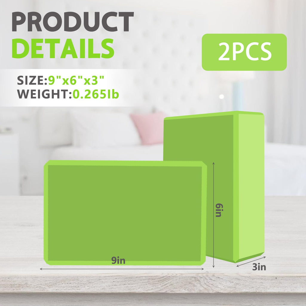 9"x6"x3" Yoga Blocks, Soft Non-Slip Surface Premium Foam Blocks, Supportive, Lightweight, Odor Resistant, Yoga Accessories for Pilates Meditation General Fitness Stretching Toning