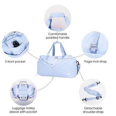 Ceneda 20" Gym Bag for Women with Wet Pocket & Shoe Compartment, Lightweight Duffel Waterproof Carry On Duffle for Travel, Yoga, Overnight (Green)