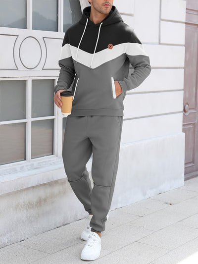 Mens Hoodie Tracksuit Set 2 Pieces Athletic Fleece Hooded Sweatsuit Casual Outfit Sweatshirt and Joggers Set