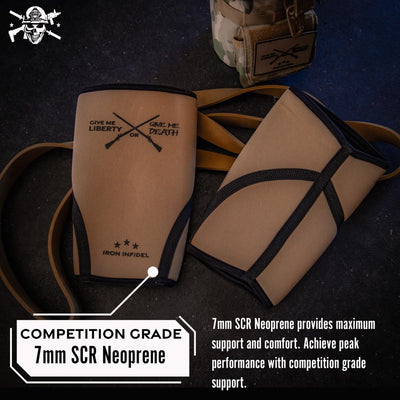 Knee Sleeves for Weightlifting & Powerlifting (7mm Pair) For Men & Women - Knee Wraps for Weight Lifting, Squats, Fitness, Gym Workout, Crossfit - IPF Approved Knee Compression Sleeve Support