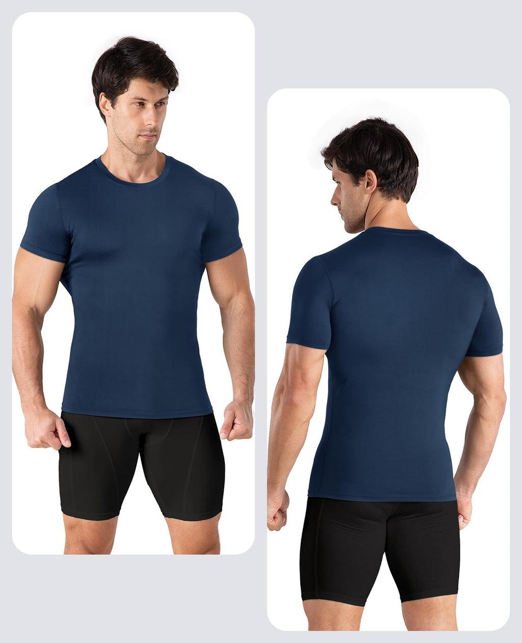 Niksa Men's Compression Shirts 1/2/4 Pack, Workout Gym Shirt Short Sleeve, Moisture Wicking Active Fit Base Layer T-Shirt