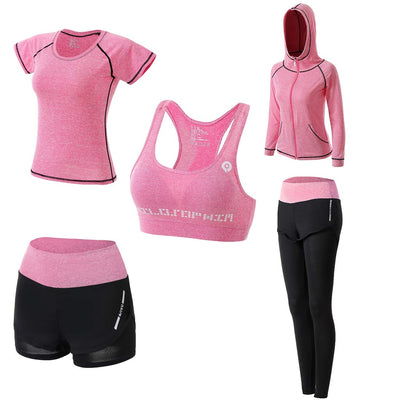 Women Workout Clothes Set 5 PCS Exercise Athletic Outfits Set
