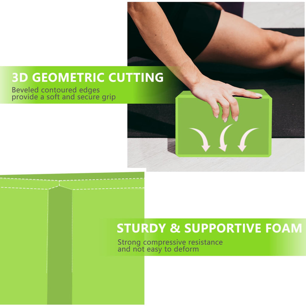 9"x6"x3" Yoga Blocks, Soft Non-Slip Surface Premium Foam Blocks, Supportive, Lightweight, Odor Resistant, Yoga Accessories for Pilates Meditation General Fitness Stretching Toning