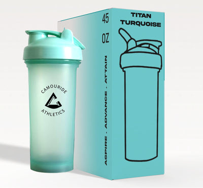 2 Pack 45 oz Protein Shaker Bottles with Wire Whisk – BPA-Free, Leak-Proof Shaker Cups for Protein Shakes & Smoothies – Large Plastic Mixer Bottle – Classic White & Cobalt Blue.