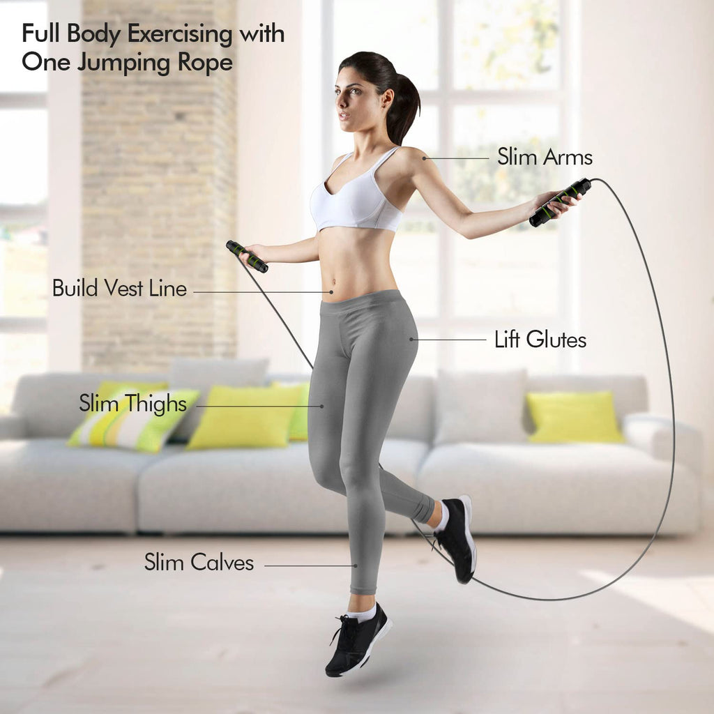 Jump Rope, Tangle-Free Rapid Speed Jumping Rope Cable with Ball Bearings for Women, Men, and Kids, Adjustable Steel Jump Rope with Foam Handles for Home Gym Exercise Fitness Workout Equipment & Slim Body