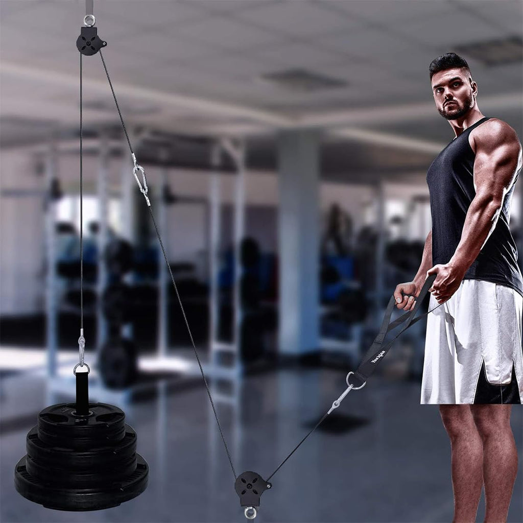 Yes4All Cable Machine Attachment, Row Handles, Tricep Rope, Straight Bar, V Bar, LAT Pulldown Accessories Load 880 LB for Home Gym