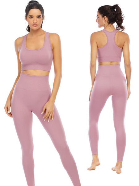 Workout Sets for Women 2 Piece High Waisted Seamless Leggings with Padded Stretchy Sports Bra Sets Gym Clothes