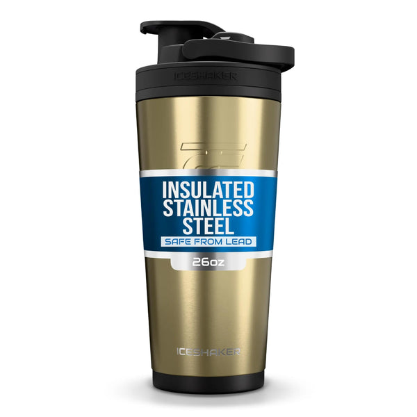 Ice Shaker Insulated Stainless Steel Shaker Bottle | 26oz, Navy/Mint | Cold for 30+ Hours | Insulated Cup with Twist-on Agitator | Odor-Free Bottle for Protein Shakes, Water, Smoothies, Cocktails
