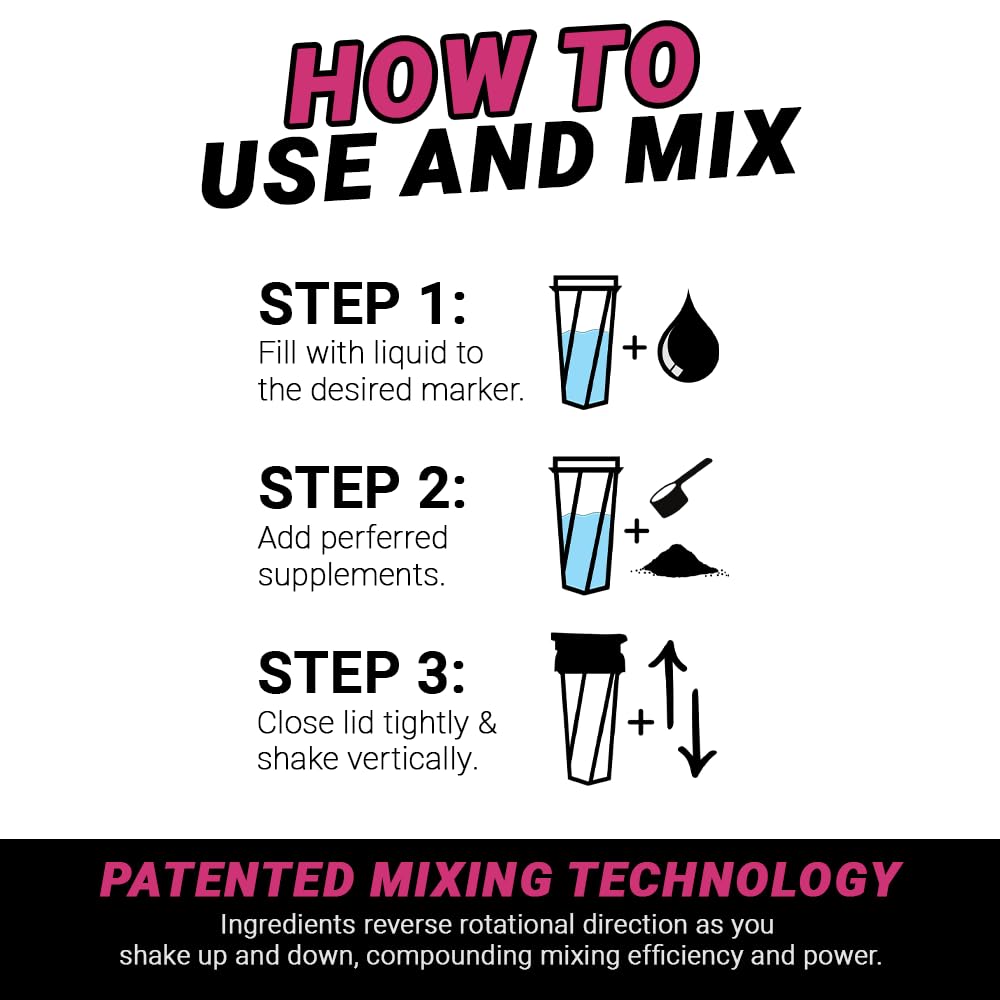 HELIMIX 2.0 Vortex Blender Shaker Bottle Holds upto 28oz | No Blending Ball or Whisk | USA Made | Portable Pre Workout Whey Protein Drink Shaker Cup | Mixes Cocktails Smoothies Shakes | Top Rack Safe