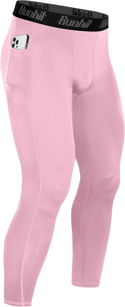 Runhit Mens Compression Pants Running Tights Pockets Sports Leggings Spandex Workout Cycling Athletic Thermal