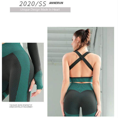 3pcs Seamless Outfit Workout Sets Gym for Women, Fitness Sports School Running Clothes Yoga Sportswear