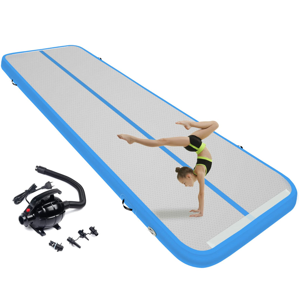 13ft/16ft/20ft Inflatable Air Gymnastics Mat Training Mats 4.3ft Widening 4 inches Thickness Gymnastics Tracks with Electric Air Pump for Home Use/Training/Cheerleading/Yoga/Water