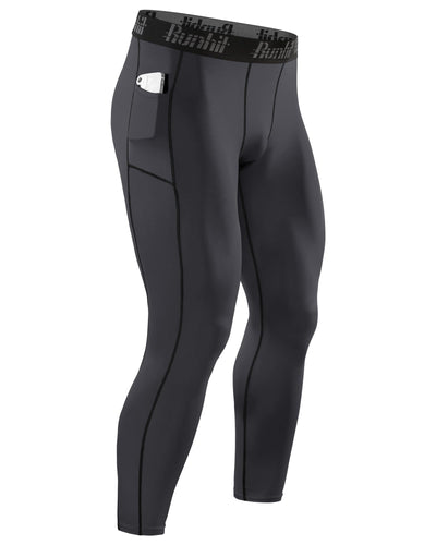 Runhit Mens Compression Pants Running Tights Pockets Sports Leggings Spandex Workout Cycling Athletic Thermal