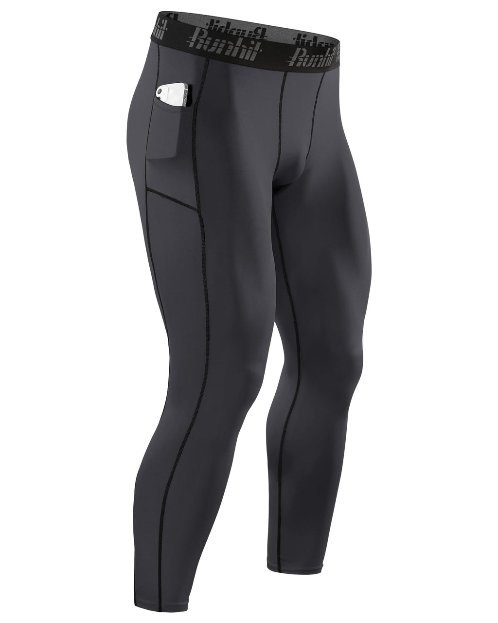 Runhit Mens Compression Pants Running Tights Pockets Sports Leggings Spandex Workout Cycling Athletic Thermal