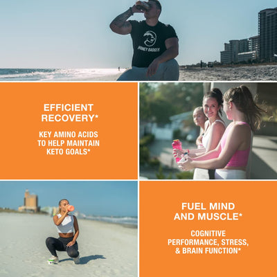 Honey Badger BCAA + EAA Amino Acids Powder, BCAAs + L-Glutamine, Keto, Vegan, Sugar Free for Men & Women, Hydration & Post Workout Muscle Recovery Drink Mix, Pink Lemonade, 30 Servings