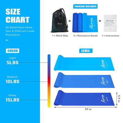 Resistance Bands, Exercise Bands, Physical Therapy Bands for Strength Training, Yoga, Pilates, Stretch Elastic Band with Different Strengths, Workout Bands for Home Gym