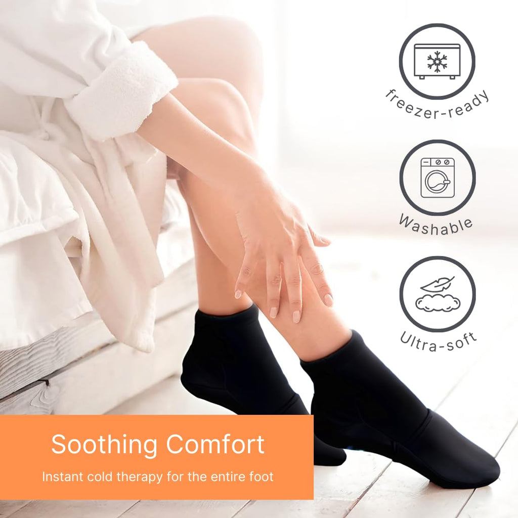 NatraCure Cold Therapy Socks - Reusable Foot Ice Pack - Cooling Socks for Hot Feet, Cold Feet Session for Chemo Socks, Neuropathy Pain Socks, CRPS Relief, Ice Pack for Feet - Size: Small/Medium