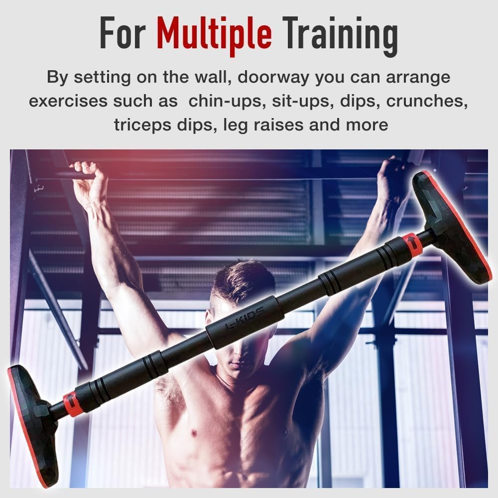 Japard Pull Up Bar for Doorway, Strength Training without Screws, Adjustable Door Frame 27"-41" Width, No-Damage Hanging Equipment for Home Gym, Upper Body Workout