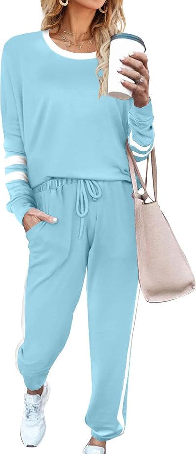 Aloodor Sweatsuit for Women 2 Piece Outfits for Womens Crewneck Sweatshirts Pullover