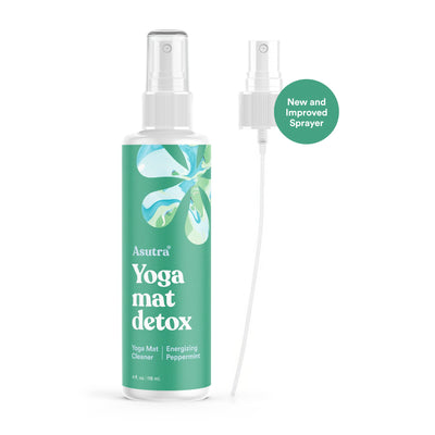 ASUTRA Yoga Mat Cleaner Spray (Energizing Peppermint), 4 fl oz - No Slippery Residue, Organic Essential Oils, Deep-Cleansing for Fitness Gear & Gym Equipment, Microfiber Towel Included