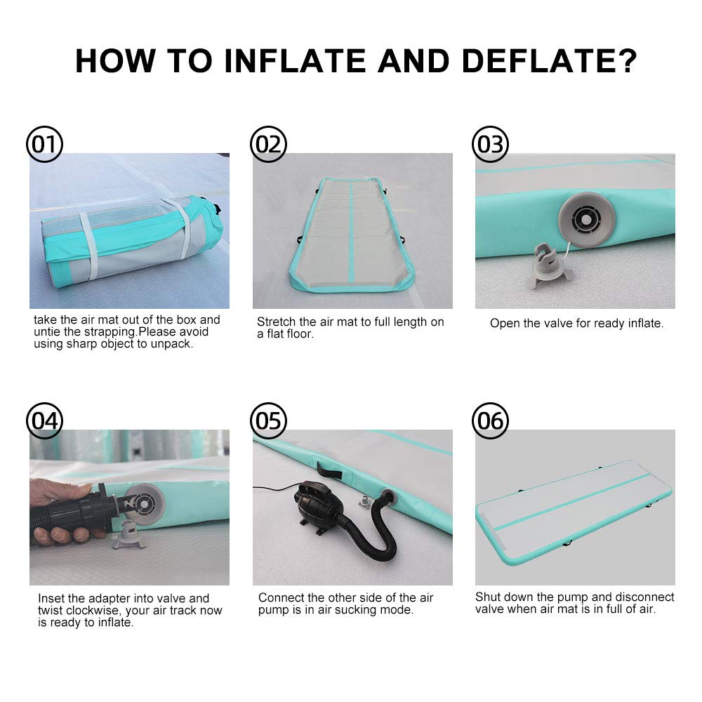 DAIRTRACK Inflatable Gymnastics Air Mat 10ft/13ft/16ft/20ft Tumble Track Tumbling Mats for Home Use/Gym/Training/Cheerleading/Yoga/Water