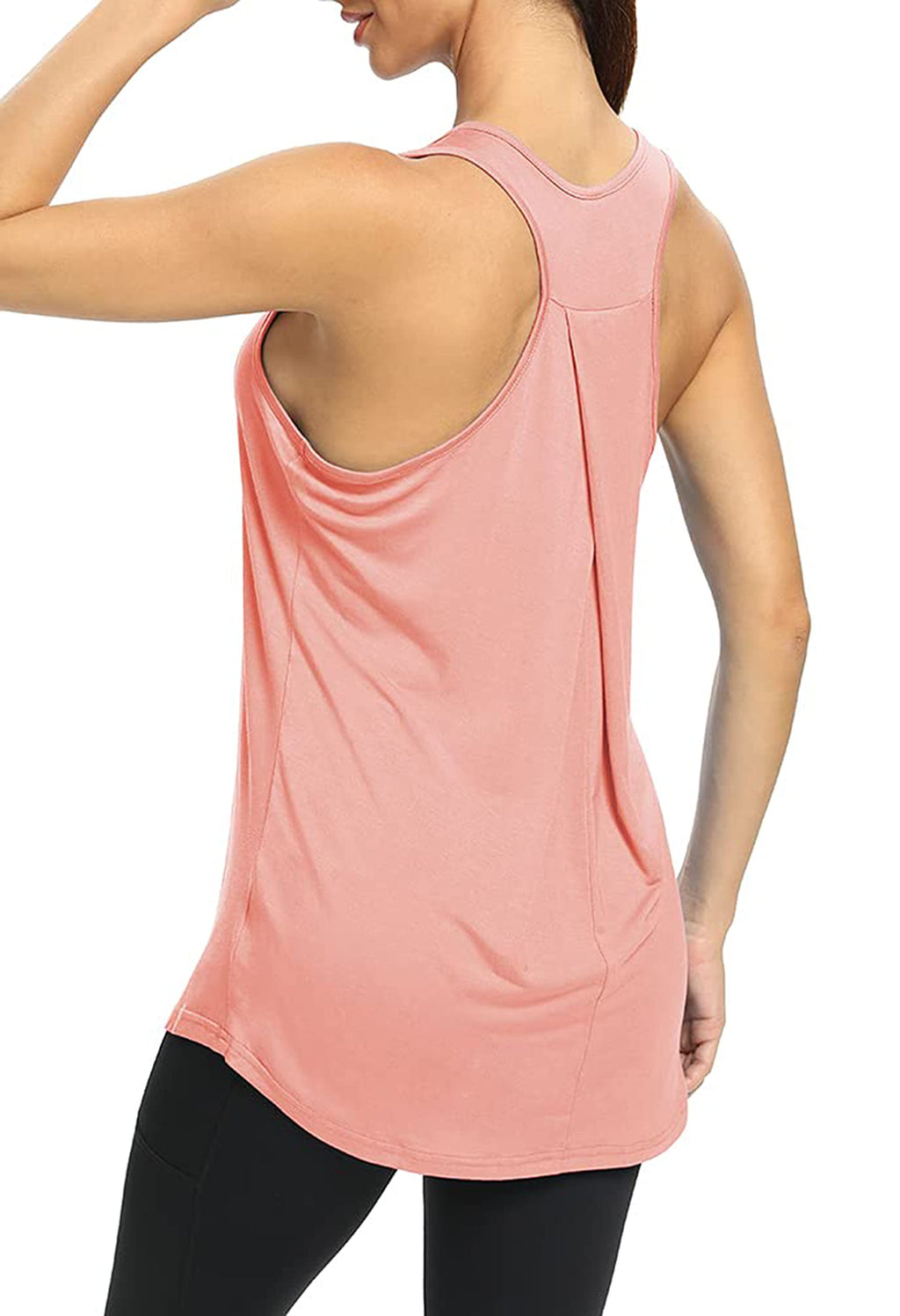Bestisun Workout Yoga Athletic Shirts Racerback Long Tank Tops Loose fit for Women