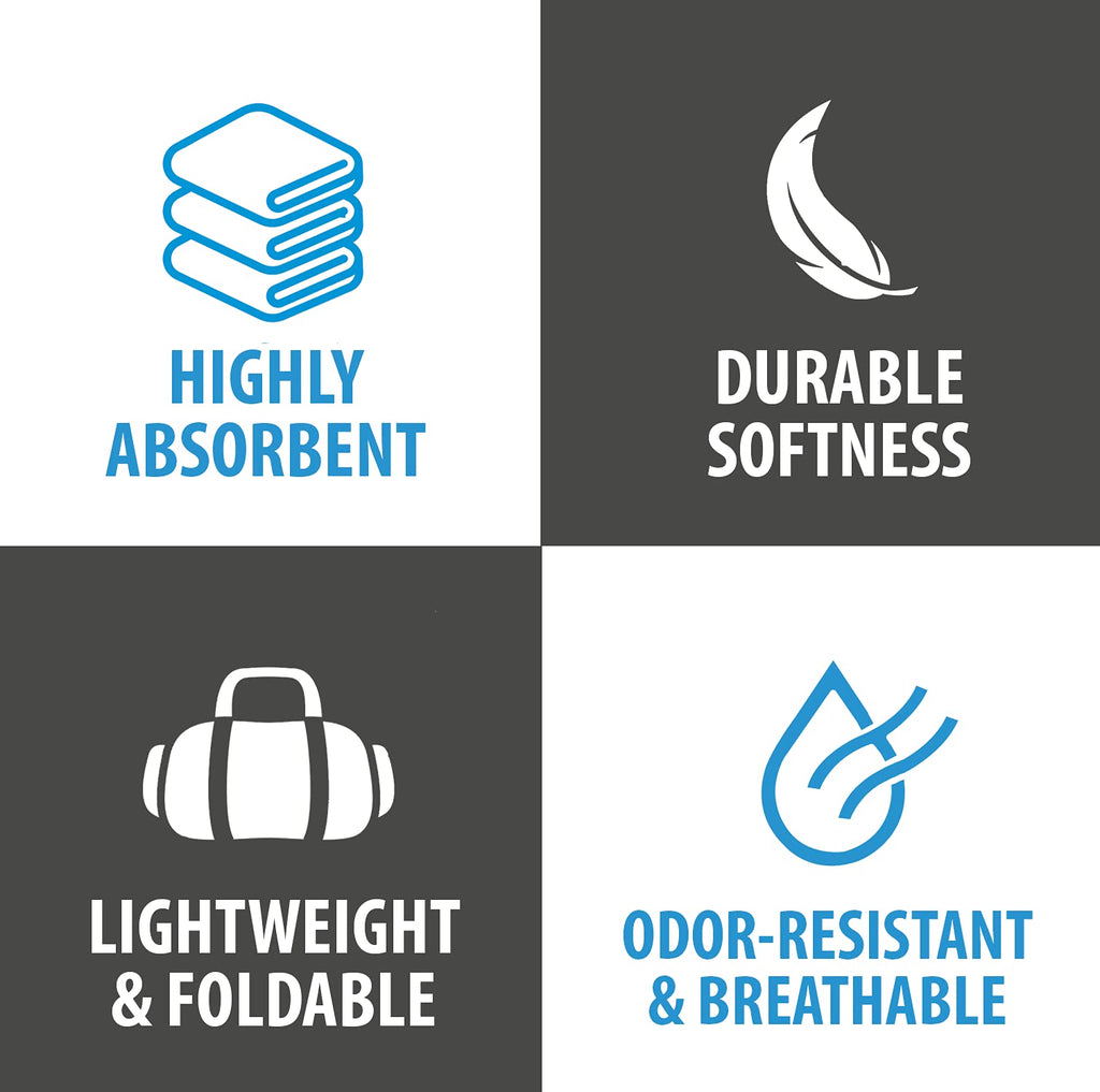 OlimpiaFit Quick Dry Towel - 3 Size Pack of Lightweight Microfiber Travel Towels w/Bag - Fast Drying Towel Set for Camping, Beach, Gym, Backpacking, Sports, Yoga & Swim Use