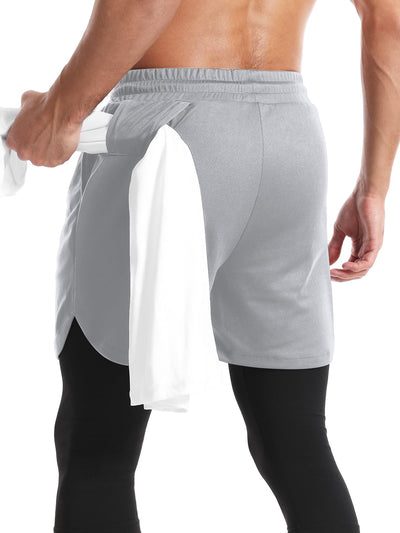 Aolesy Men's 2 in 1 Running Pants, Gym Workout Compression Pants for Men Training Athletic