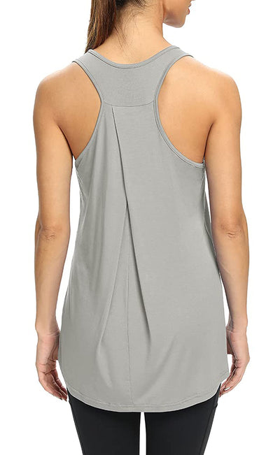 Bestisun Workout Yoga Athletic Shirts Racerback Long Tank Tops Loose fit for Women