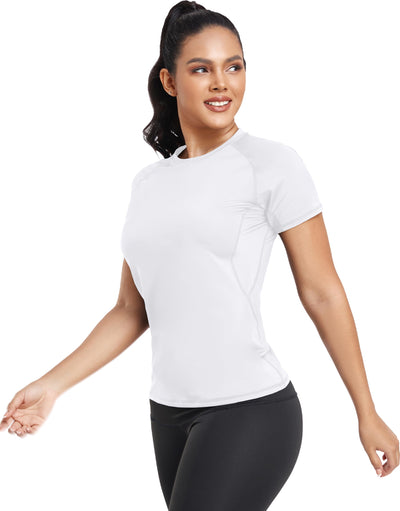 TELALEO 4 Pack Women's Compression Shirt Running Athletic T-Shirts Workout Tops Baselayer Short Sleeve Yoga Gym Sports Gear