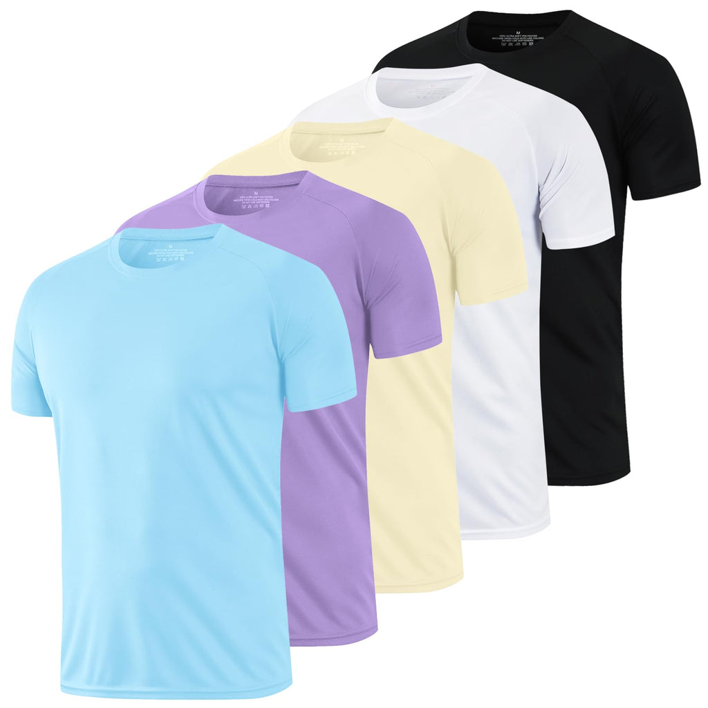 1/5 Pack Running Shirts Men Sport Tops Dry Fit Gym Wicking Athletic T Shirts Breathable Cool Workout Shirts