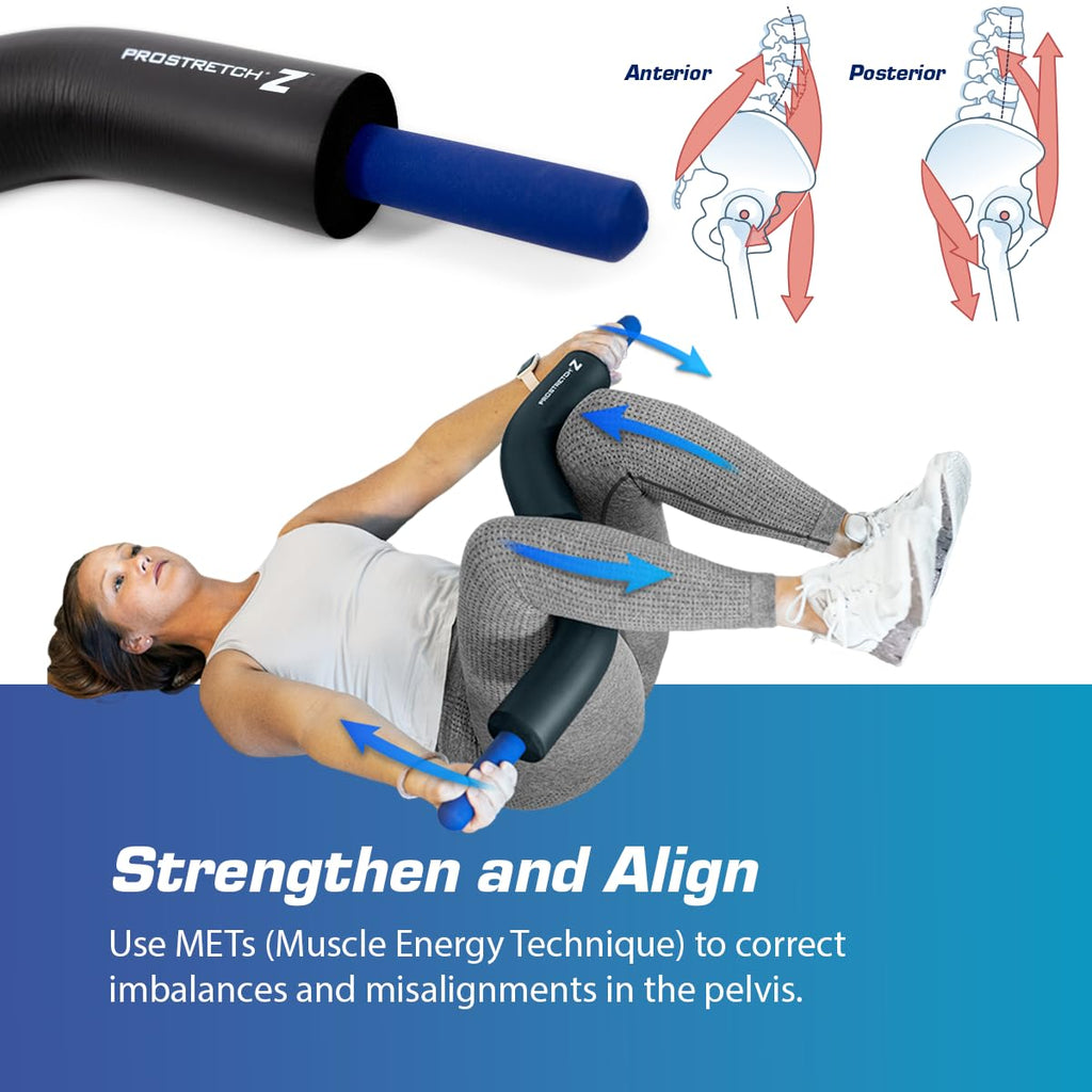 ProStretch Z, Innovative Stretching and Alignment Device to Enhance Flexibility and Range of Motion in Hip Flexors, Piriformis, Glutes, and Lower Back for Pain Relief