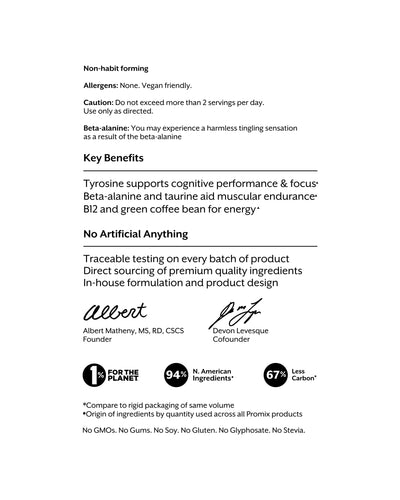 Promix Pre-Workout Powder, Strawberry Lemon – Boosts Focus, Energy & Endurance – With Caffeine, B12, Beta-Alanine & L-Tyrosine – Gluten & Dairy-Free, 10.05 oz