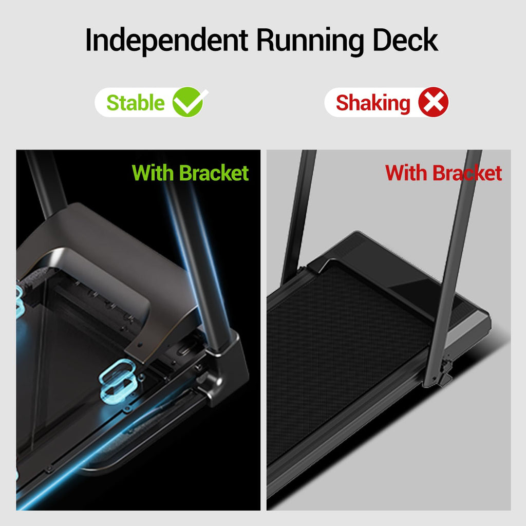 12% Incline Treadmill with Handle, 3-in-1 Portable Treadmills for Home and Office, Foldable Treadmills with 300 Lbs Weight Capacity, 3.0HP Quiet Walking Pad Treadmill, Three Touch Screen