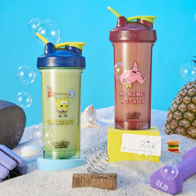 BlenderBottle Spongebob Shaker Bottle Pro Series Perfect for Protein Shakes and Pre Workout, 28-Ounce, Blue, Im Ready!