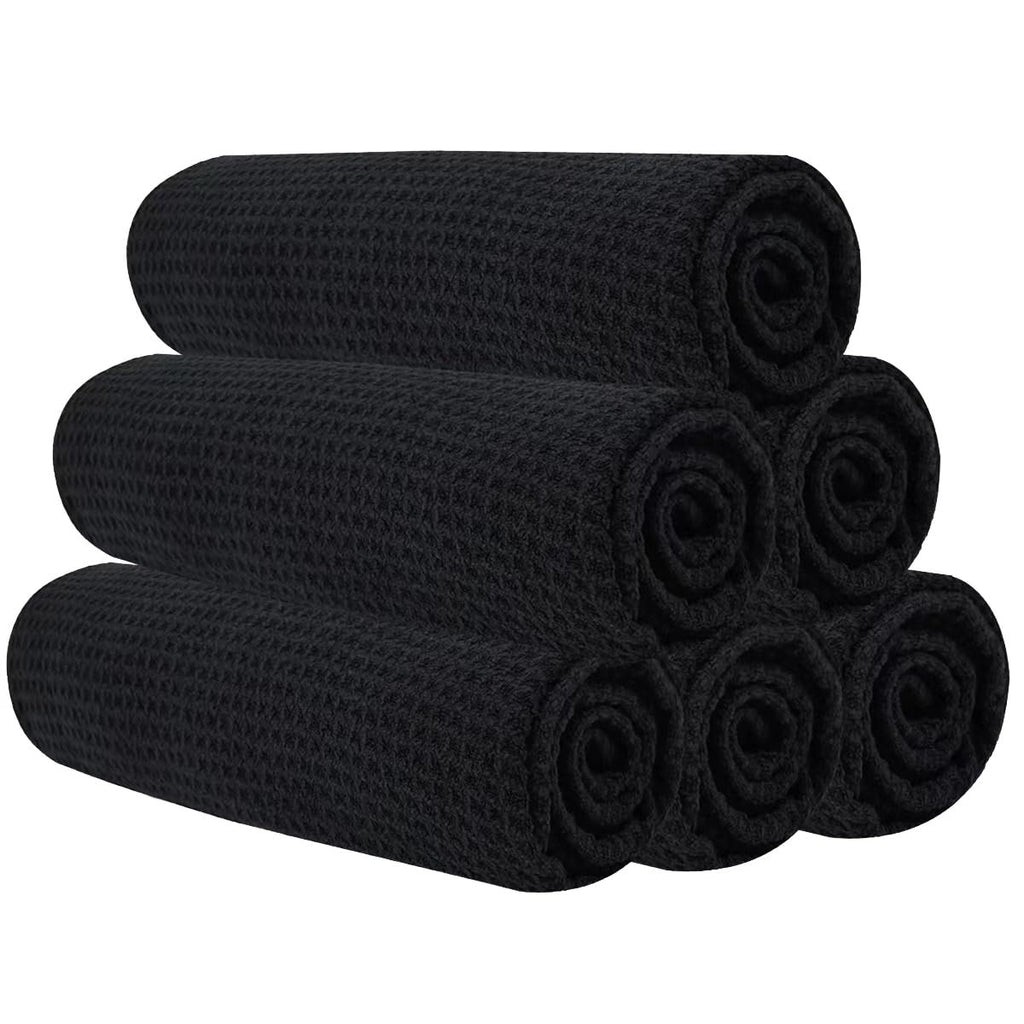 Microfiber Gym Towels for Working Out, Quickly Dry Yoga Towels for Men & Women Tennis, 16 Inch x 27 Inch, 6 Pack, Black
