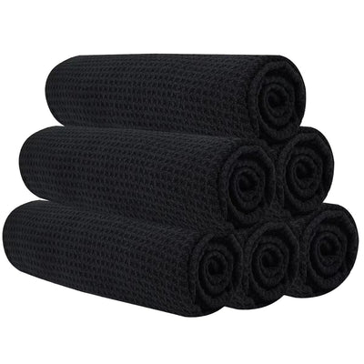 Microfiber Gym Towels for Working Out, Quickly Dry Yoga Towels for Men & Women Tennis, 16 Inch x 27 Inch, 6 Pack, Black