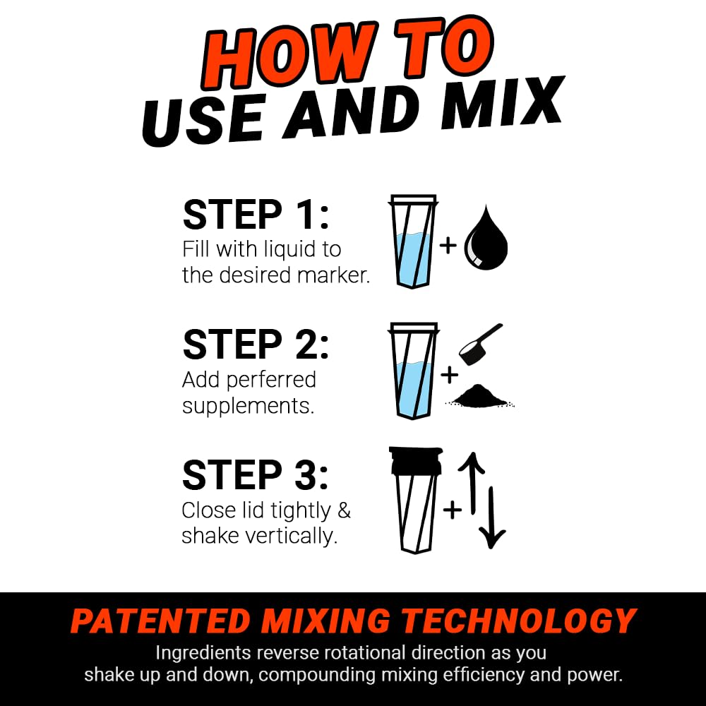 HELIMIX 2.0 Vortex Blender Shaker Bottle Holds upto 28oz | No Blending Ball or Whisk | USA Made | Portable Pre Workout Whey Protein Drink Shaker Cup | Mixes Cocktails Smoothies Shakes | Top Rack Safe