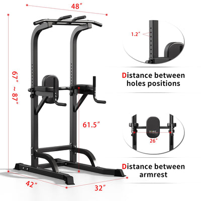 Power Tower Pull Up Bar and Dip Station, Multi-Function Home Gym, Strength Training Fitness Equipment, Height Adjustable