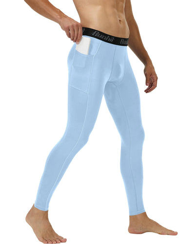Runhit Mens Compression Pants Running Tights Pockets Sports Leggings Spandex Workout Cycling Athletic Thermal